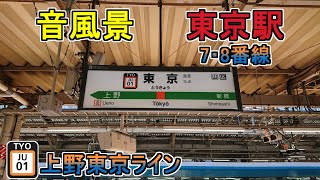 【音風景】東京駅7・8番線＜上野東京ライン[北行]＞(2023.7.30)【駅環境音】