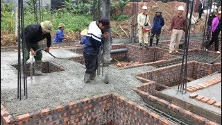 Build Houses Step By Step - Traditional Beam Foundation Building Using Ready Mixed Concrete