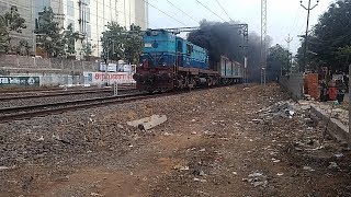 AGGRESSIVE SMOKER: TNP WDM3A ERUPTS WITH LHB COACHES CHOLAN EXPRESS