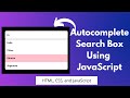 Autocomplete Search Box Using JavaScript | Autocomplete Search Box CSS  JavaScript | NSCODE