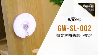 【INTOPIC｜GW-SL-002】微笑灰喵感應小夜燈 | 夜間照明、安心育兒、2段式亮度 |