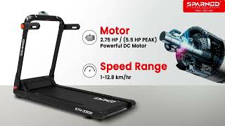 SPARNOD Fitness STH-3300 5.5 HP Peak Treadmill - No Assembly Required, Powerful Motor, User-Friendly