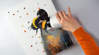Unbelievable TEXTURED Bumblee Art - Step by Step Acrylic Painting + 3D | AB Crea