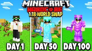 WE Survived 100 days in 3 DIFFERENT WORLDS in Hardcore Minecraft (Trio 100 days)