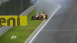 F1 2011 Hungary Heidfeld Fire