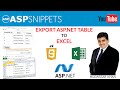 Export ASP.Net Table to Excel using JavaScript