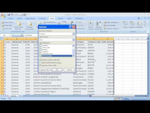 Use Subtotal in Excel 2007 Use Subtotal in Excel 2007