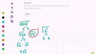 Khan Academy Tutorial: simplify square roots (variables)