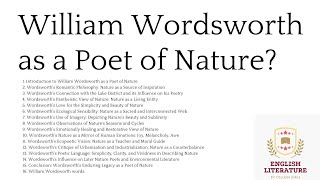 William Wordsworth as a Poet of Nature? B.A/M.A English Literature. Css Exam Most Asked Question.