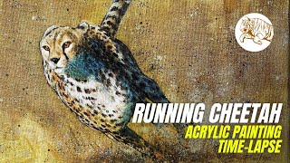 Painting a Cheetah Running | Acrylic Painting Time-lapse
