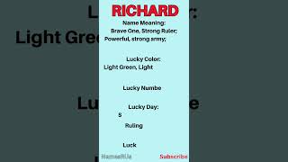 Richard Name Meaning #shorts 👨 👦 💪 💥