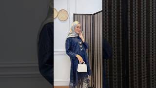 Set Kebaya Kembang dahliya code navy ft shawl sulam anggun 💙 #klasik #modern #kebaya #shawlsulam