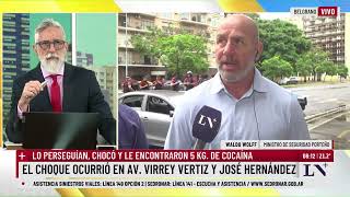 Lo perseguían, chocó y lo detuvieron en Belgrano: el conductor tenía 5 kilos de cocaína en el auto