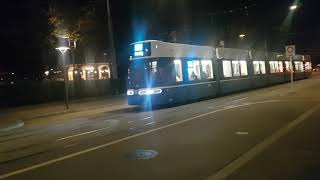 Modern Tram Driving Through Zürich