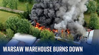 Huge fire breaks out in warehouse near Warsaw in Poland