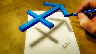 How to Draw Zodiac Symbol Sagittarius - Drawing 3D Floating Sign
