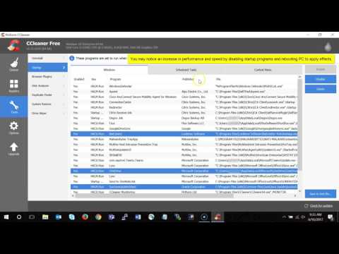 Инструменты CCleaner для управления запускаемыми программами