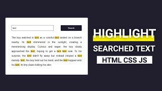 Highlight Search Text in HTML CSS JavaScript | Beginner JavaScript Project Tutorial