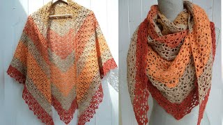 شال كروشيه مثلث سهل وسريع/crochet shawl