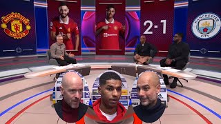 MOTD Man United vs Man City 2-1 Rashford OFFSIDE? Ian Wright \u0026 Pep Reacts To VAR | All Reaction