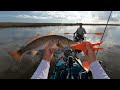 kayak fishing redfish trip in lighthouse lakes with adolph gold spoon fishing