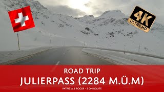 Road Trip Julierpass (2284 M.ü.M.) Switzerland | Driving over the Swiss mountain pass in winter [4K]