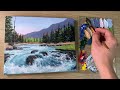 Acrylic Painting Stream Waterfall Landscape