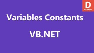 VB.Net Variables and Constants