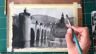 Monochromatic - Paint a Foggy European Cityscape