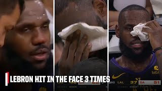 LeBron James hit in the face 3 times in Lakers vs. Spurs | NBA on ESPN