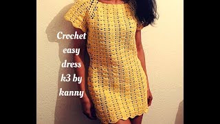 Crochet easy dress k3    part 1 โครเชต์ เดรสแบบง่ายๆ ลายพัด สะบัดรั๋ว k3