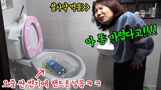 SUB) 설사약 먹이고 응가 못싸게 하기ㅋㅋㅋㅋ(feat.오줌싼변기안에핸드폰) 니가왜거기서나와ㅋㅋㅋㅋ