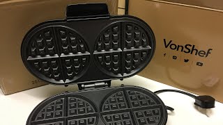 VonShef Dual Round Waffle Maker Unboxing