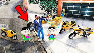 GTA 5 : Shinchan \u0026 Pinchan Stealing Gold Superbikes in GTA 5 ! (GTA 5 mods)