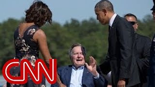 George H. W. Bush greets Obamas