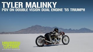 Double Vision Dual Engine 1955 Triumph On Board Video at Bonneville Salt Flats