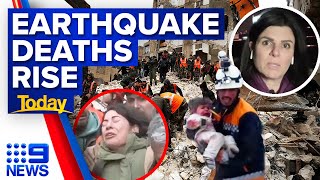 Death toll continues to rise as second quake hits Turkey and Syria | 9 News Australia