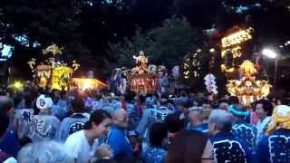 小山八幡（両社祭）例大祭神輿渡御　荏原五丁目町会【豪龍曾】　2014年9月6日 Part.:4　小山八幡に集合した4基の御輿