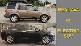 SLIP TEST - REAL 4x4 vs ELECTRIC SUV - Land Rover Discovery vs Tesla X - @4x4.tests.on.rollers