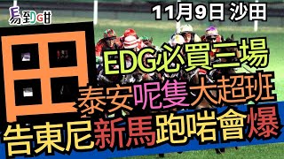 【#賽馬易到咁】(11月9日) 田泰安告東尼1Q返，全日必買3場｜賽馬貼士｜過關｜田草