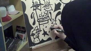 krink marker, K-71, live art, drawing on wood by claassen