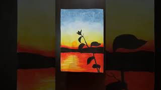 Amazing Silhouette Sunrise Painting / Painting Tutorial #shorts #761 #youtubeshorts #art #trending
