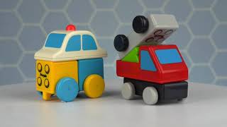 The magnetic car and block set created by the designers behind Magna-Tiles®