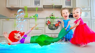 Five Kids Mermaid at Home  + Funny Songs and Videos