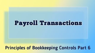 AAT Level 2: Principles of Bookkeeping Controls - Payroll Transactions