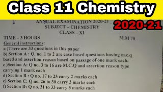 Class 11 chemistry question paper 2020-21 ncert CBSE | annual exams | final exams 2021