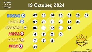 Dream Draw Raffle Draw results for October 19, 2024.