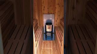 Another Gorgeous Red Cedar Sauna Install with Harvia M3 woodfired heater #summer #sauna #saunatime