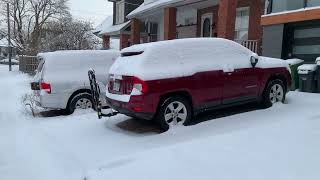 Toronto winter snow fall in downtown at Toronto Canada in January 2025