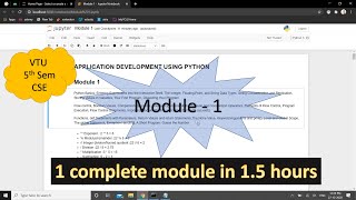 APPLICATION DEVELOPMENT USING PYTHON | MODULE 1 | VTU | CSE
